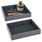 2 Pack Faux Leather Valet Tray for Men, Velvet Catchall Organizer for Entryway, Nightstand, Keys, Wallet (Gray, 10 x 8 x 2 In)